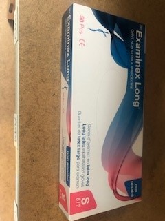 GANT EXAMEN LATEX LONG - NON POUDRE - NON STERILE - AMBIDEXTRE - TAILLE 6/7 - S - EXAMINEX