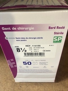 [114155] GANT CHIRURGICAL POLYCHLOROPRENE - NON POUDRE STERILE - BORDS ROULES TAILLE 8.5 - PAR PAIRE - BTE DE 50