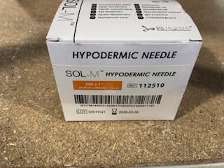 112510 AIGUILLE HYPODERMIQUE - UU - STERILE - ORANGE 25G (0,5MM) 1 ' (25MM) - SOL MILLENIUM - BTE DE 100