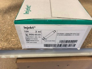 SERINGUE 2 PIECES - UU - 2 ML - EMBOUT LUER LOCK - INJEKT - BTE DE 100