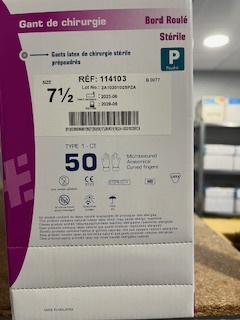 114103 gant latex stérile poudré 7.5