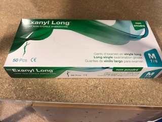 GANT EXAMEN VINYLE LONG - NON POUDRE - NON STERILE - AMBIDEXTRE - TAILLE 7/8 - M - EXANYL