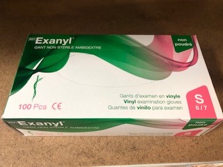 GANT EXAMEN VINYLE - NON POUDRE - NON STERILE - AMBIDEXTRE - TAILLE 6/7 - S - EXANYL