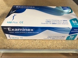 [445004] GANT EXAMEN LATEX - NON POUDRE - NON STERILE - AMBIDEXTRE - TAILLE 7/8 - M - EXAMINEX