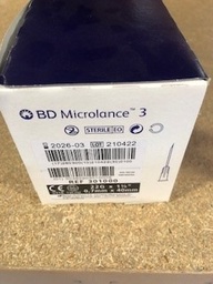 [301000] SPINAL AIGUILLE HYPODERMIQUE UU - 22G - 40MM - NOIR - BISEAU NORMAL - BD MICROLANCE 3 - BTE DE 100