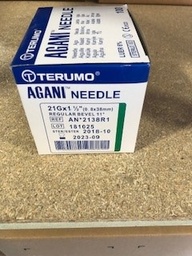 [AN2138R1] TERUMO AIGUILLE HYPODERMIQUE UU - 21 G - 38 MM - VERT - BISEAU LONG - AGANI - BTE DE 100