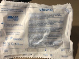 [1722230] SPECULUM DE CUSCO STERILE - LARGEUR VALVES 30 MM - TAILLE GRAND - VERT - SIMPLE EMBALLAGE - SACHET 1 -