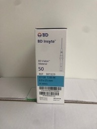 [381223] CATHETER PERIPHERIQUE COURT - SANS AILETTES - PUR ORX - 22G /25MM - BLEU - INSYTE - BTE DE 50